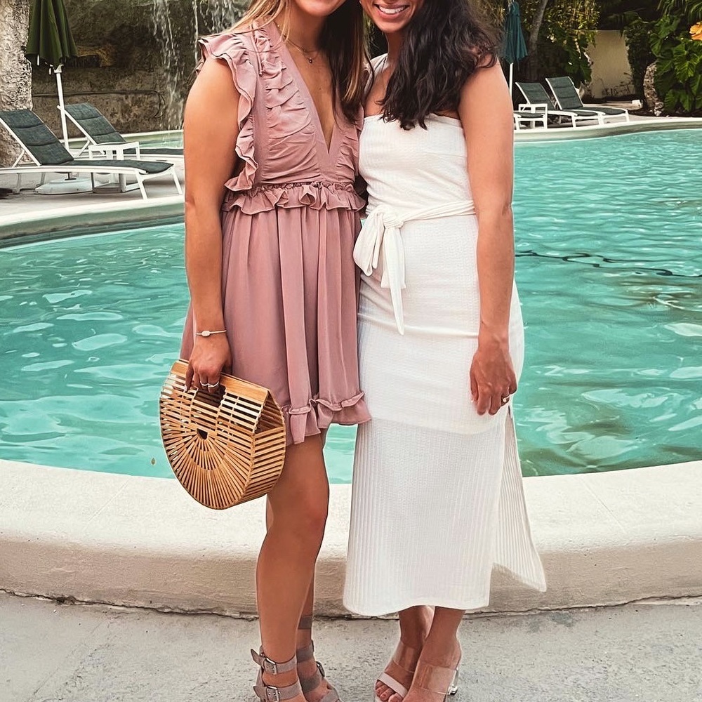 Vici Storia Mauve Deep V Ruffle Dress